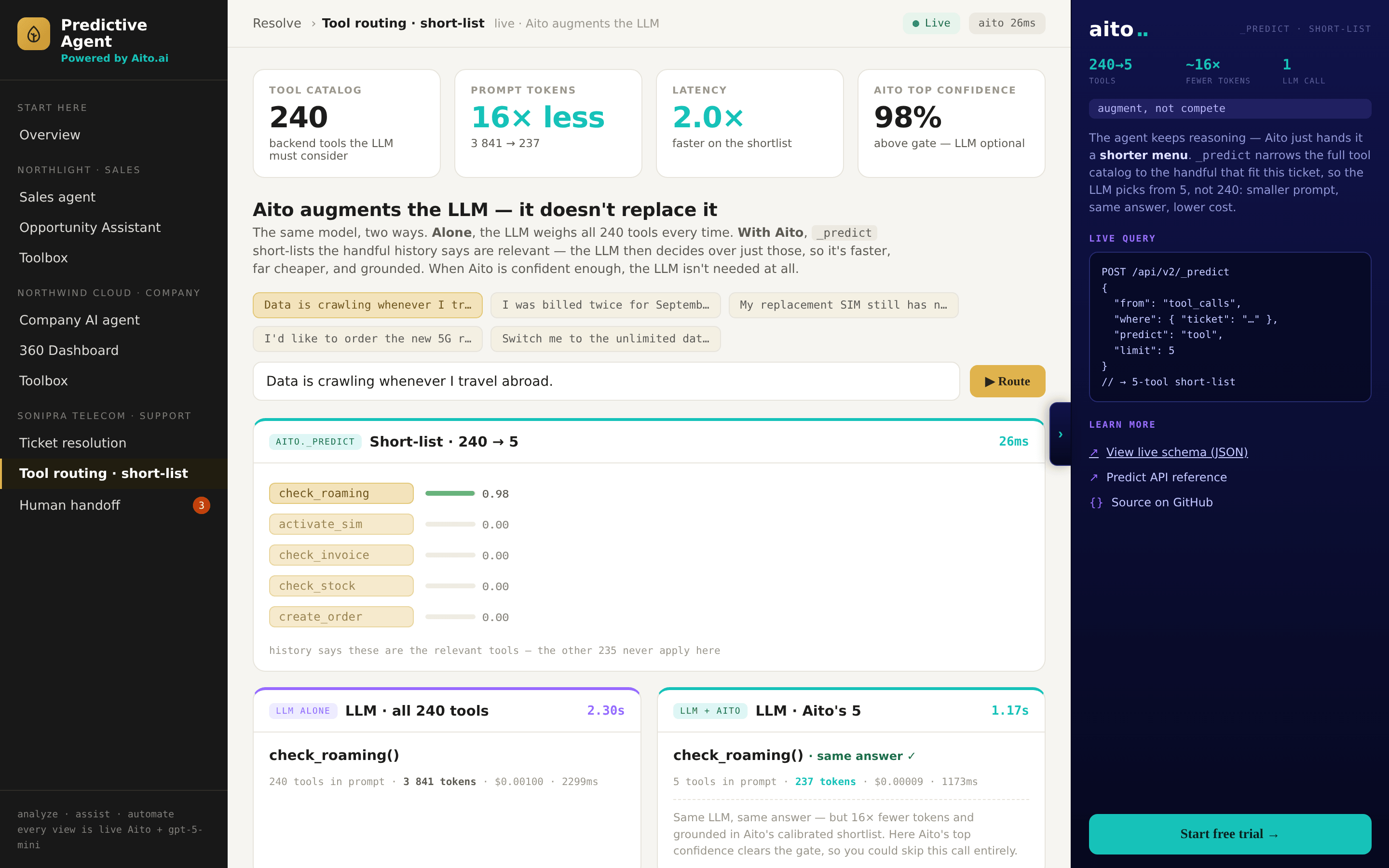 Agent Tool Shortlisting screenshot
